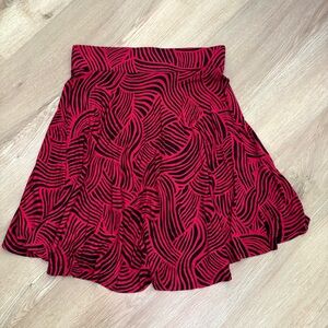 Ann Taylor LOFT Outlet Women’s Red Black Skater Wavy Print Flared Mini Skirt, XS